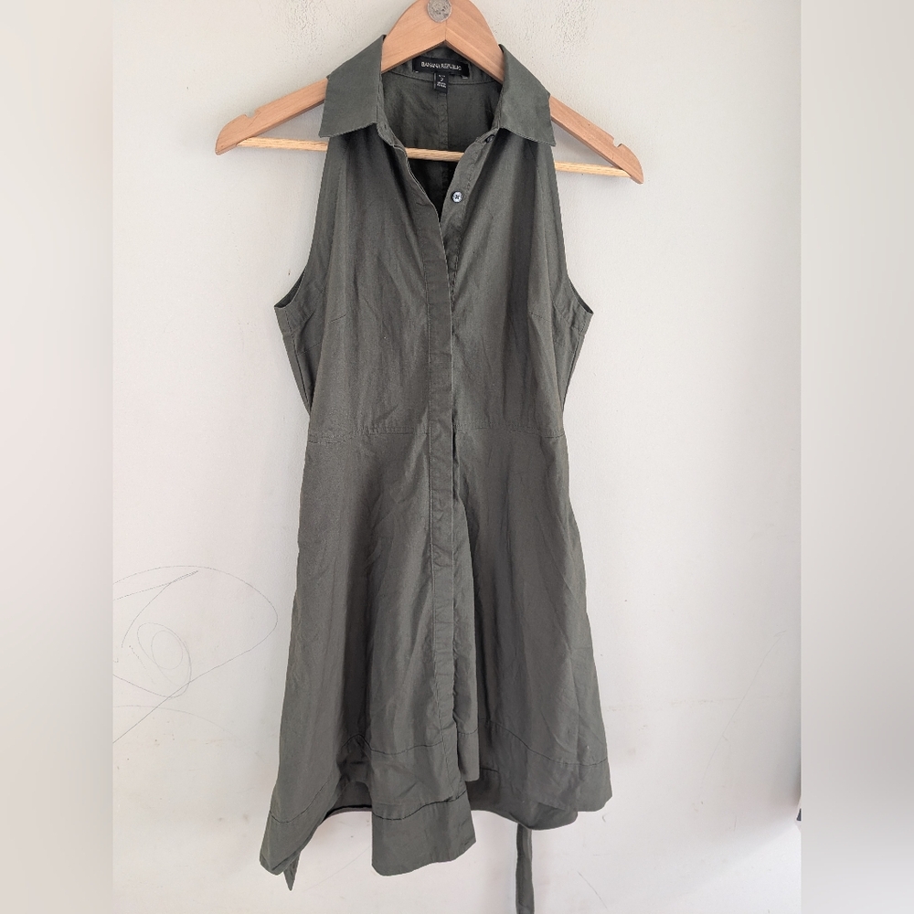 Banana Republic Olive Green Poplin Tank Dress Size 2